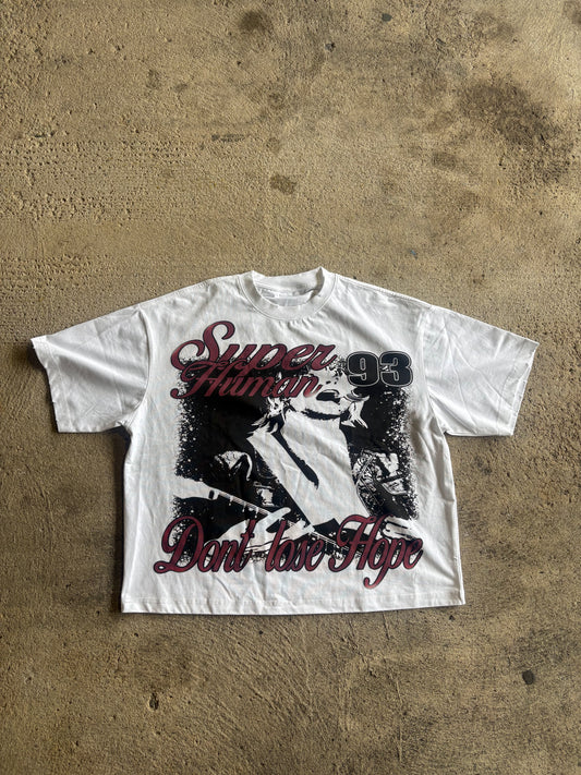 white superhuman shirt